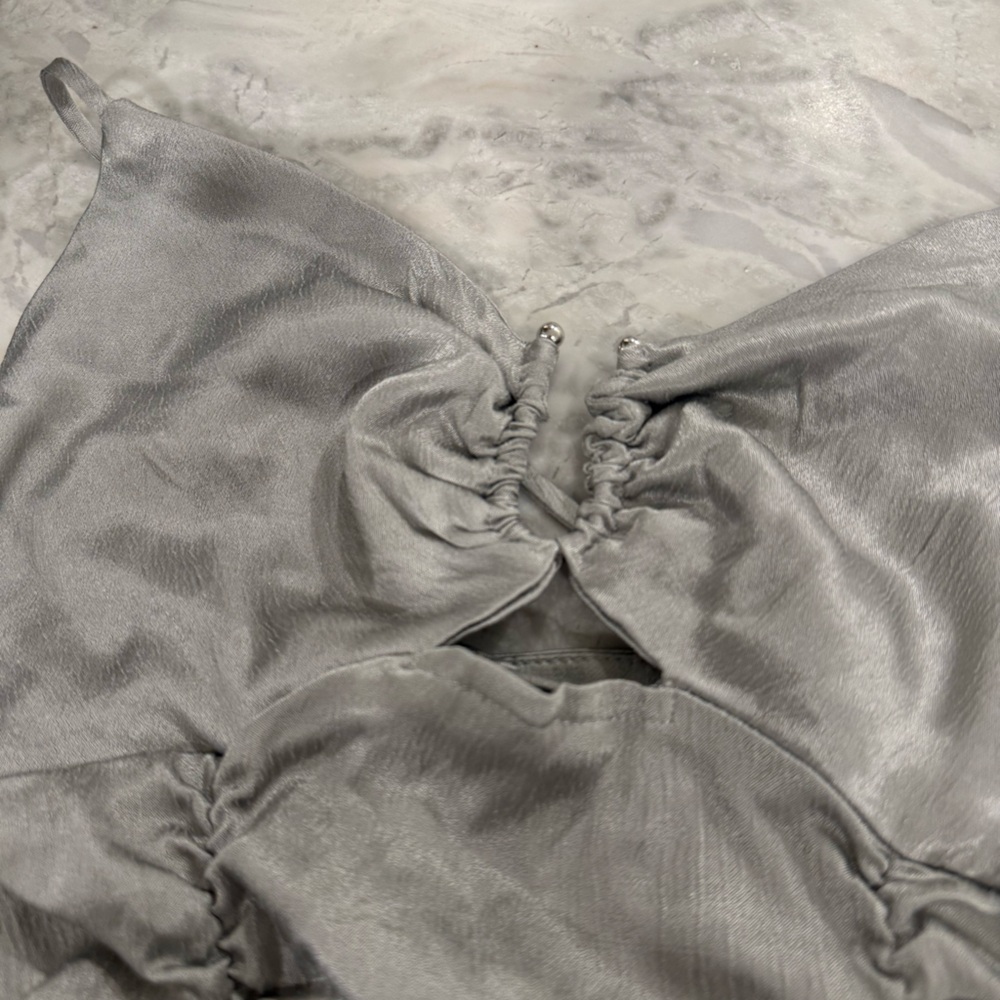 Zara Gray/ silver Ruched Mini Dress - Picture 3 of 4